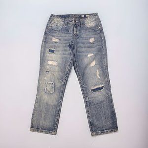 NEW Miss Me Boyfriend Capri Women's Jeans Distressed Light Wash Cotton Size 25